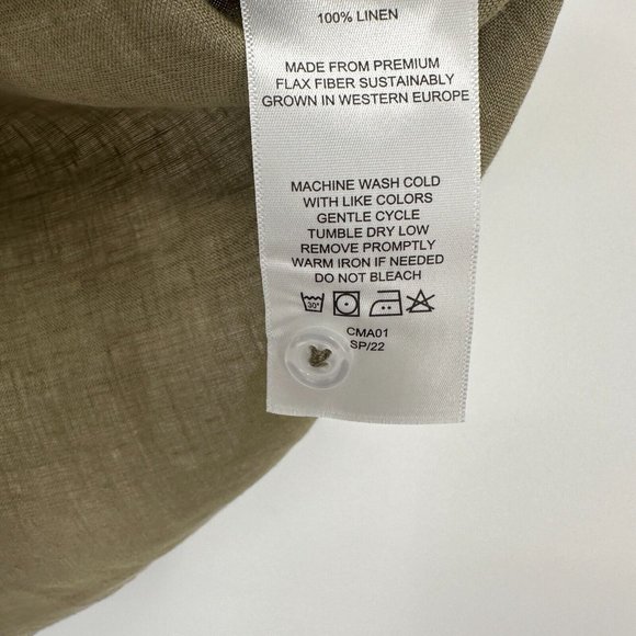 Quince Linen Short Sleeve Button Down Shirt Casual sz L Men's Washed Olive Green - Picture 3 of 4